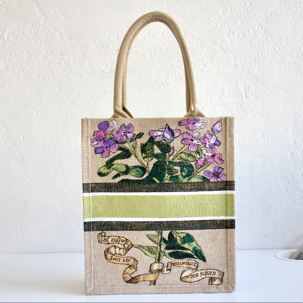 Fleur Hand Painted Book Tote